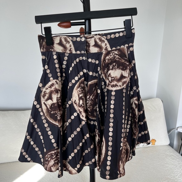 Desinger Inspired JC Couture Baroque Print Pleated Cotton Skirt - Size 6 - Picture 4 of 6